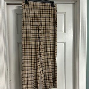Beige Plaid Trousers